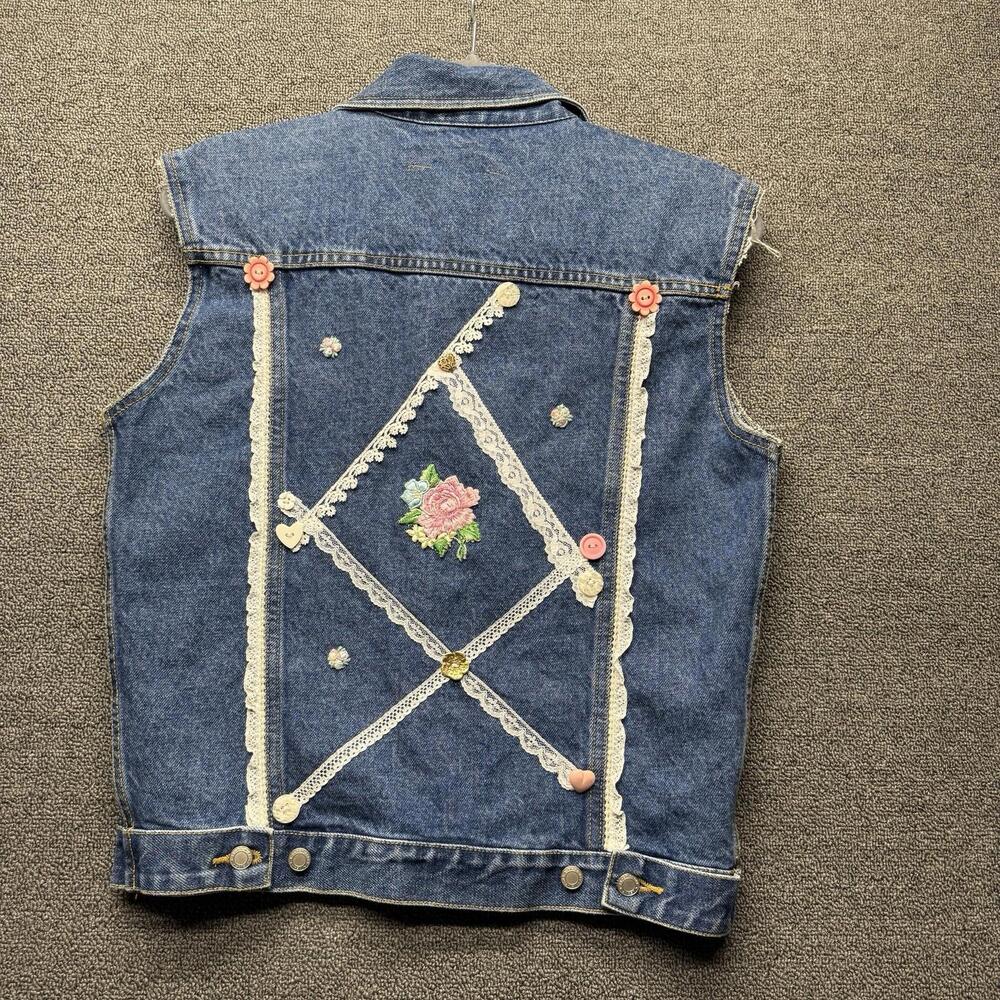 VTG 80s Carol’s Denims Personalized Womens 100%Cotton Vest M - Picture 2 of 5